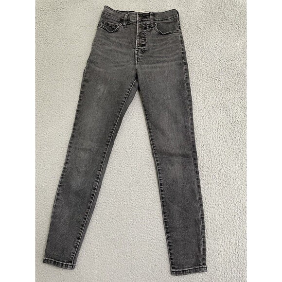 Everlane Size 25 Regular The High-Rise Skinny Jean in Washed Black Button Fly - Picture 1 of 11